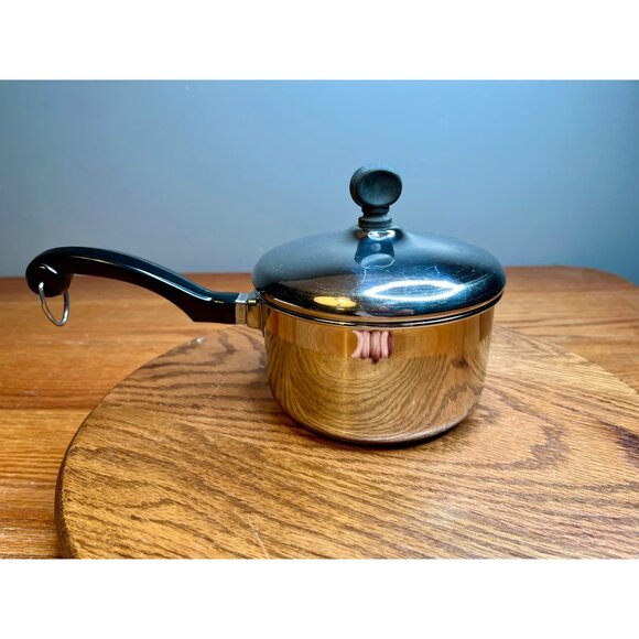 Vintage Farberware 1 Quart Saucepan with Lid Bronx  NY USA Aluminum Clad Stainle - Picture 3 of 10